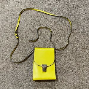 Henri Bendel Yellow Leather Peru Crossbody Purse Handbag